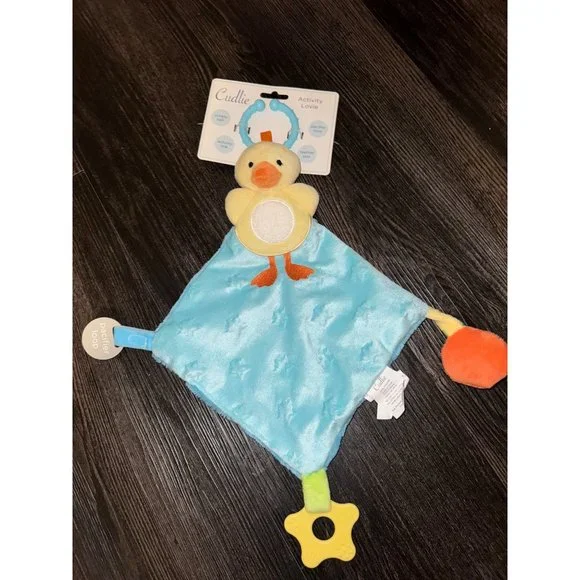 NWT! Baby Cudlie Activity Lovie Blue Security Chick Blanket Paci Teether Crinkle - Picture 1 of 3